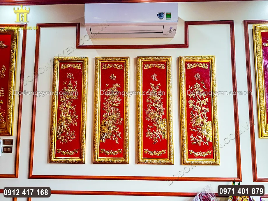 Tranh được treo c&acirc;n đối, h&agrave;i h&ograve;a, theo thứ tự 4 m&ugrave;a trong năm